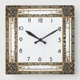 Art Deco Quadratische Wanduhr