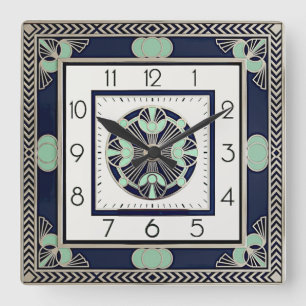 Art Deco Quadratische Wanduhr