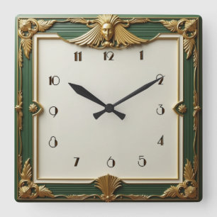 Art Deco Quadratische Wanduhr