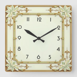 Art Deco Quadratische Wanduhr