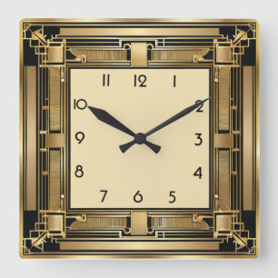 Art Deco Quadratische Wanduhr