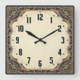 Art Deco Quadratische Wanduhr