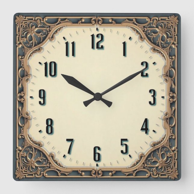 Art Deco Quadratische Wanduhr (Vorderseite)