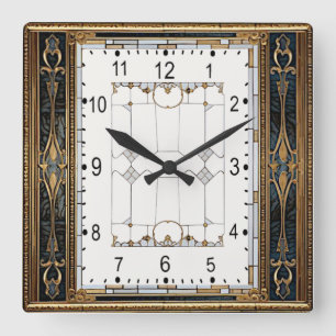 Art Deco Quadratische Wanduhr