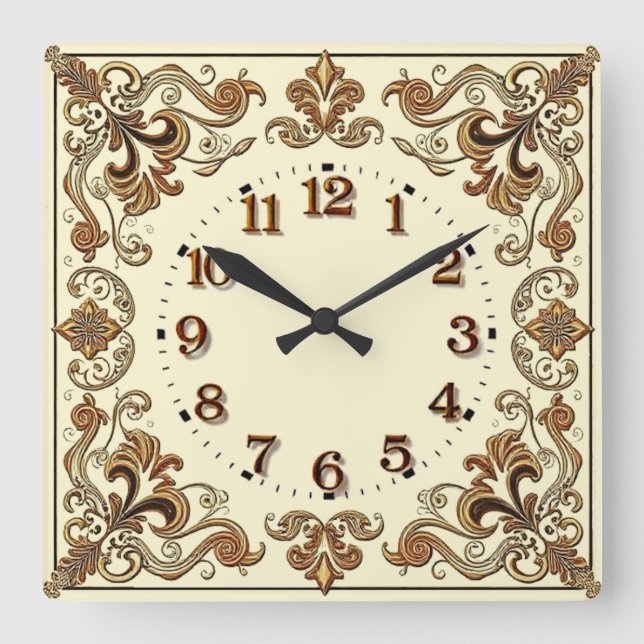 Art Deco  Quadratische Wanduhr (Vorderseite)