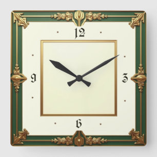 Art Deco Quadratische Wanduhr