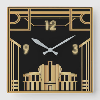 Art Deco Quadratische Wanduhr