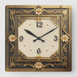 Art Deco Quadratische Wanduhr
