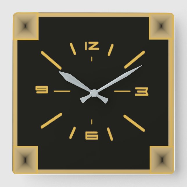 Art Deco Quadratische Wanduhr (Vorderseite)