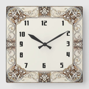 Art Deco Quadratische Wanduhr