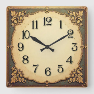 Art Deco Quadratische Wanduhr