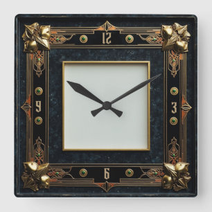Art Déco Quadratische Wanduhr