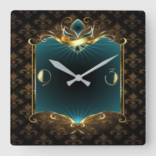 Art Deco Quadratische Wanduhr