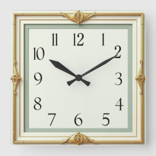 Art Deco Quadratische Wanduhr