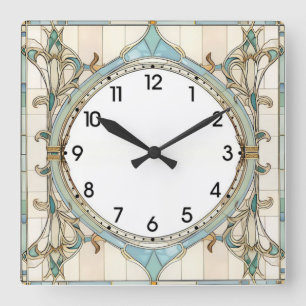 Art Deco Quadratische Wanduhr