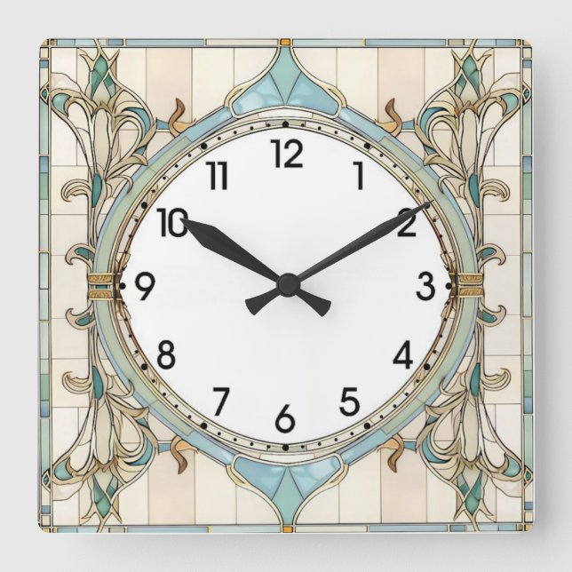 Art Deco  Quadratische Wanduhr (Vorderseite)