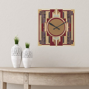Art Deco Quadratische Wanduhr