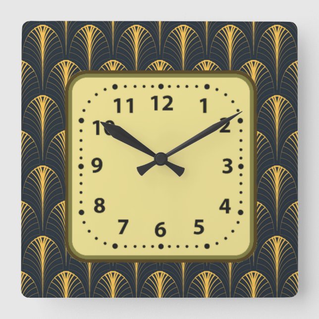 Art Deco Quadratische Wanduhr (Vorderseite)