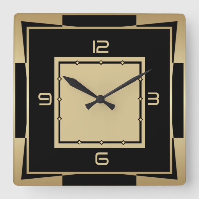 Art Deco Quadratische Wanduhr (Vorderseite)