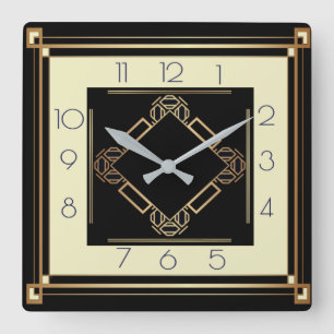 Art Deco Quadratische Wanduhr