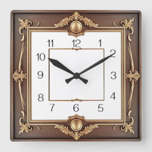 Art Deco Quadratische Wanduhr
