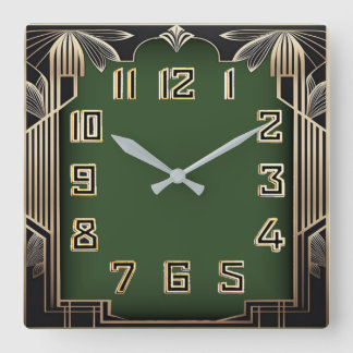 Art Deco Quadratische Wanduhr
