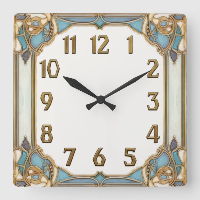 Art Deco Quadratische Wanduhr (Vorderseite)