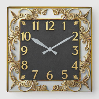 Art Deco Quadratische Wanduhr