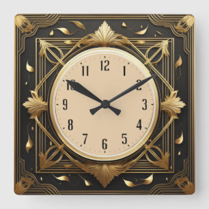Art Deco Quadratische Wanduhr