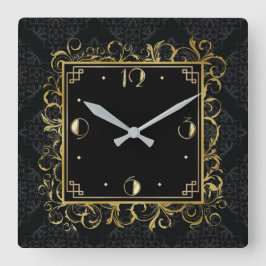 Art Deco Quadratische Wanduhr