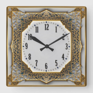 Art Deco Quadratische Wanduhr