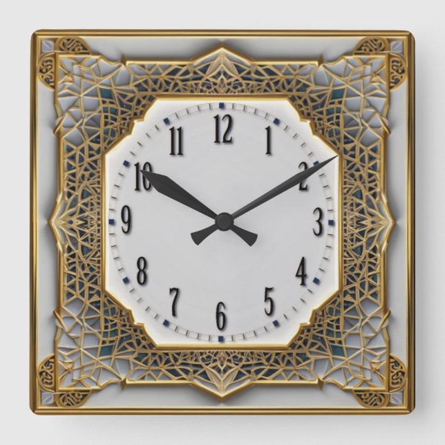 Art Deco Quadratische Wanduhr (Vorderseite)