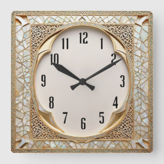 Art Deco Quadratische Wanduhr