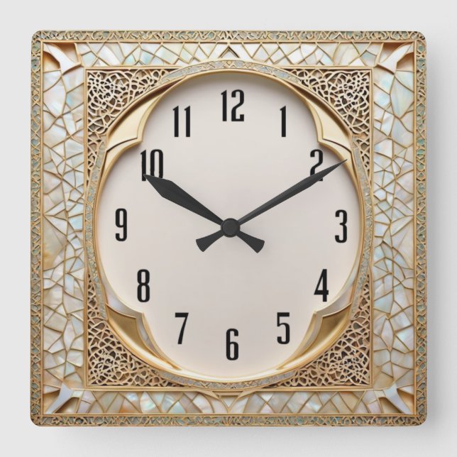 Art Deco Quadratische Wanduhr (Vorderseite)