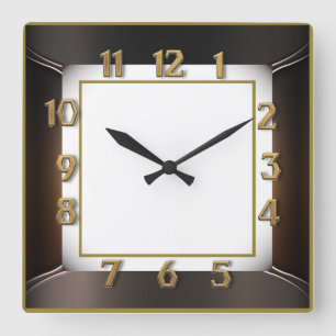 Art Deco Quadratische Wanduhr