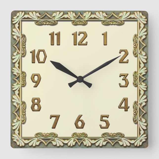 Art Deco Quadratische Wanduhr (Vorderseite)