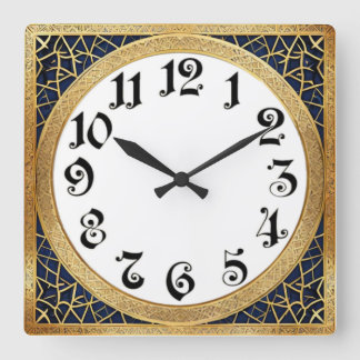 Art Deco Quadratische Wanduhr
