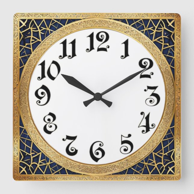 Art Deco Quadratische Wanduhr (Vorderseite)