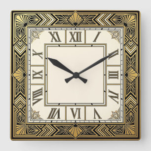 Art Deco Quadratische Wanduhr