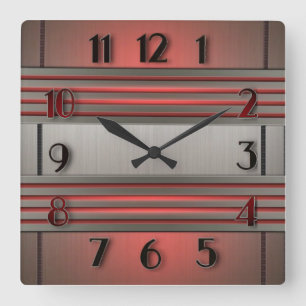 Art Deco Quadratische Wanduhr