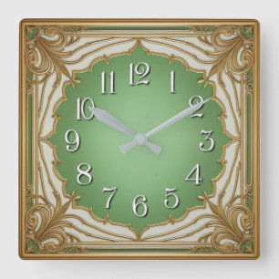 Art Deco Quadratische Wanduhr