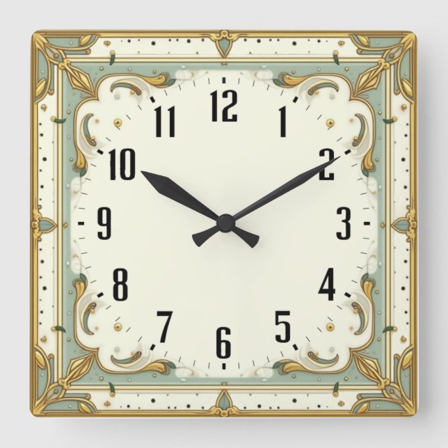 Art Deco Quadratische Wanduhr (Vorderseite)
