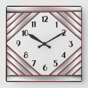 Art Deco Quadratische Wanduhr