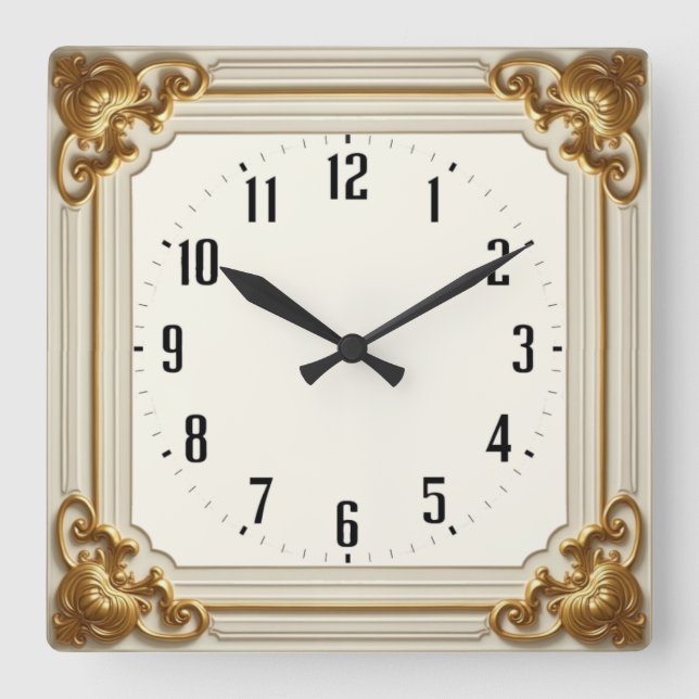 Art Deco Quadratische Wanduhr (Vorderseite)