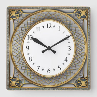 Art Deco Quadratische Wanduhr