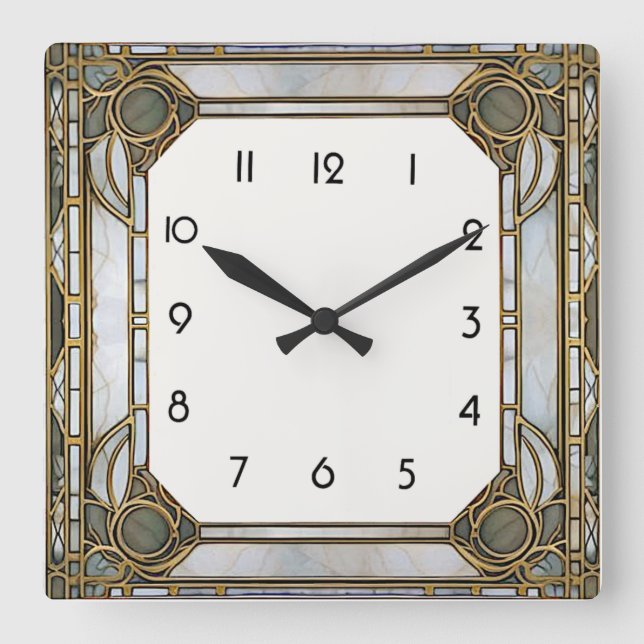 Art Deco Quadratische Wanduhr (Vorderseite)