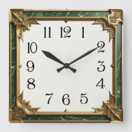 Art Deco Quadratische Wanduhr