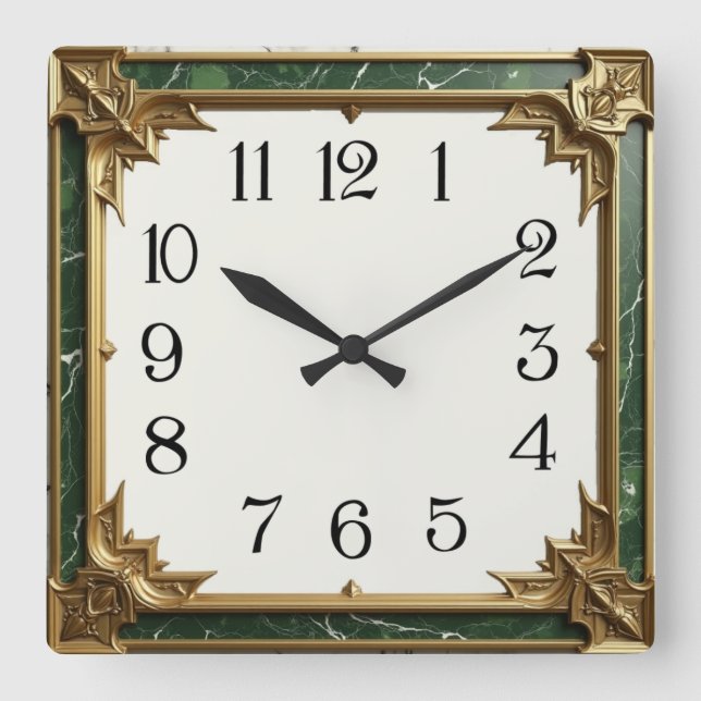 Art Deco Quadratische Wanduhr (Vorderseite)