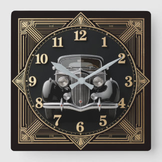 Art Deco Quadratische Wanduhr