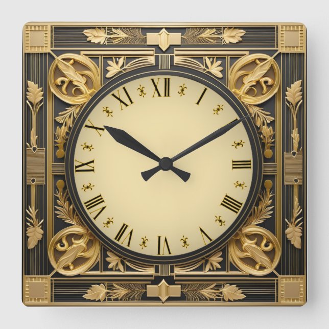 Art Deco Quadratische Wanduhr (Vorderseite)